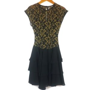 VTG Late Edition Black and Gold Mylar Dress